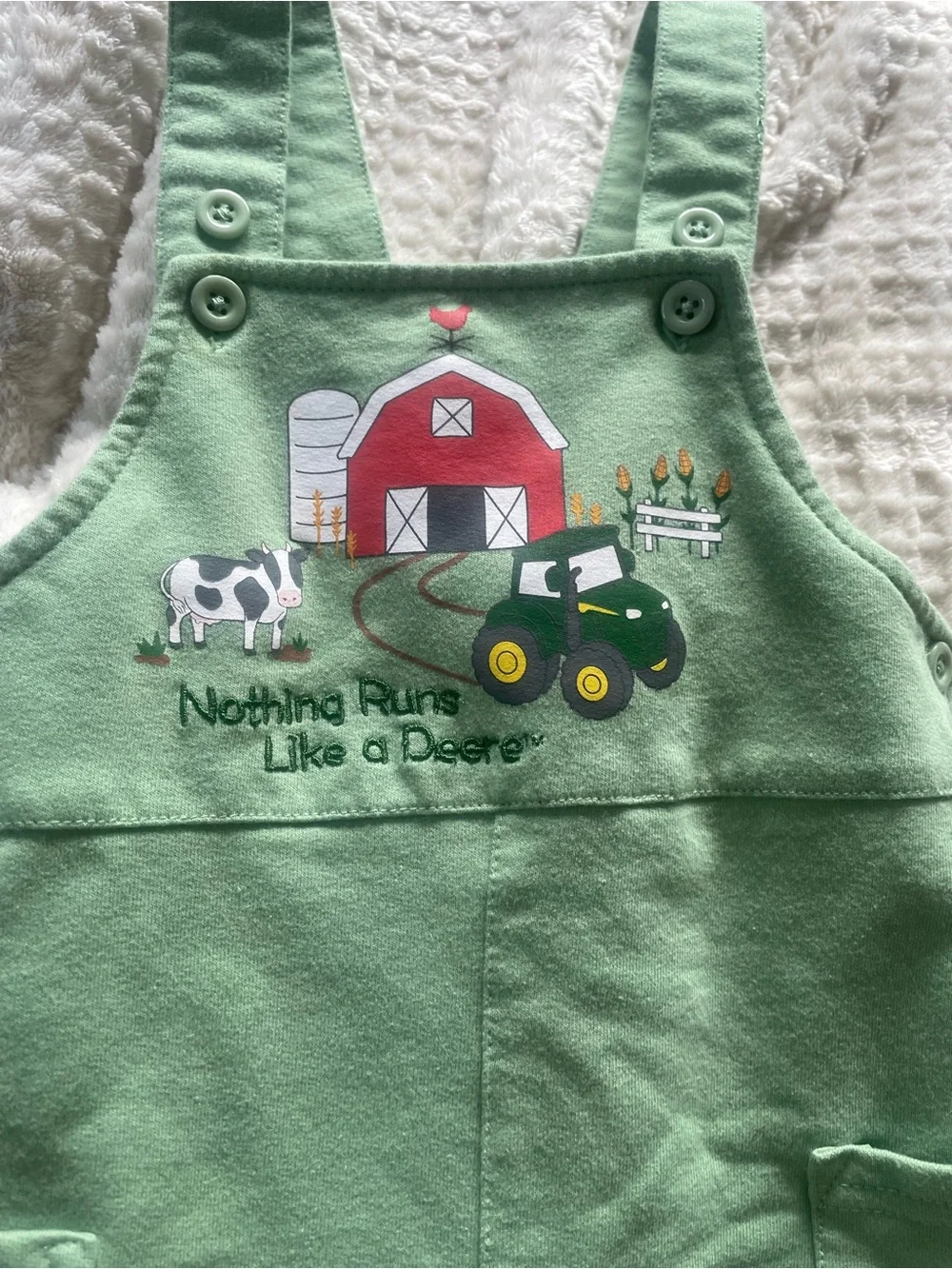 John Deere Green Baby Boy Barn Shortall Overalls 18M
